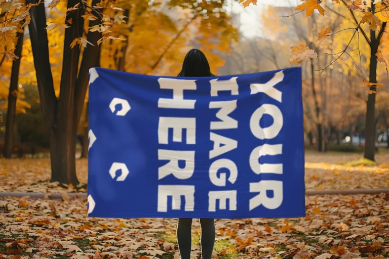 Dark Blue Blanket Mockup Template
