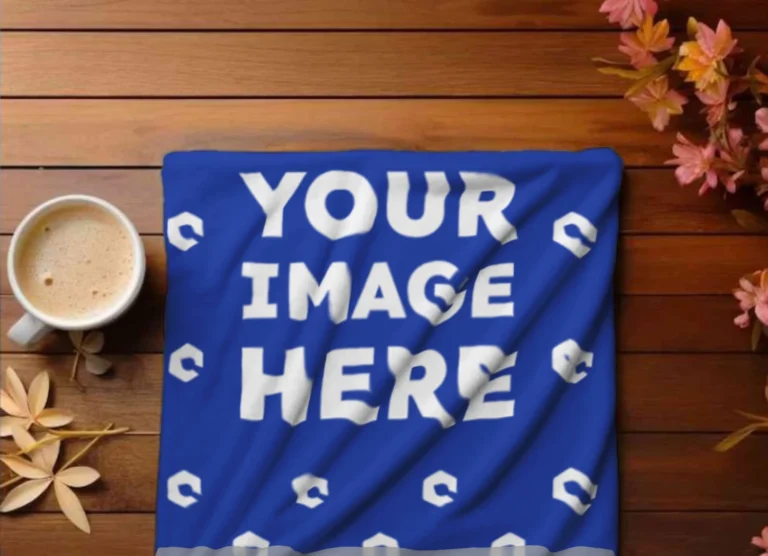 Dark Blue Blanket Mockup Template