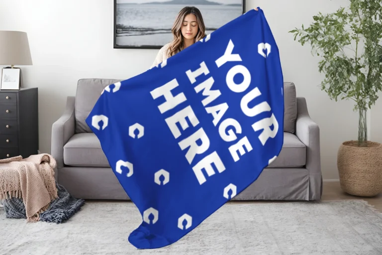Dark Blue Blanket Mockup Template