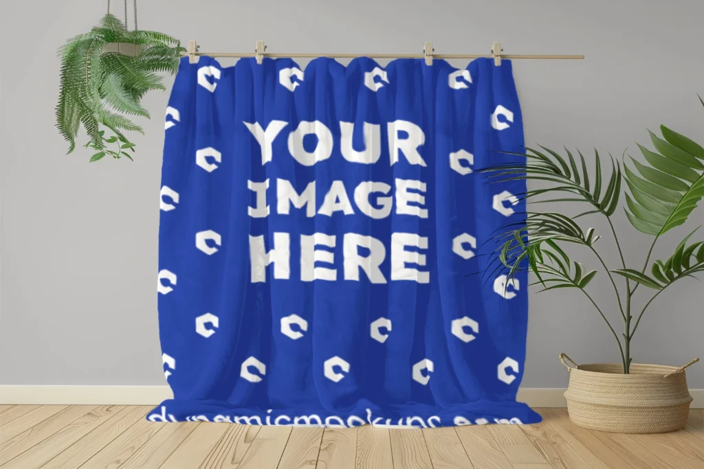 Dark Blue Blanket Mockup Template