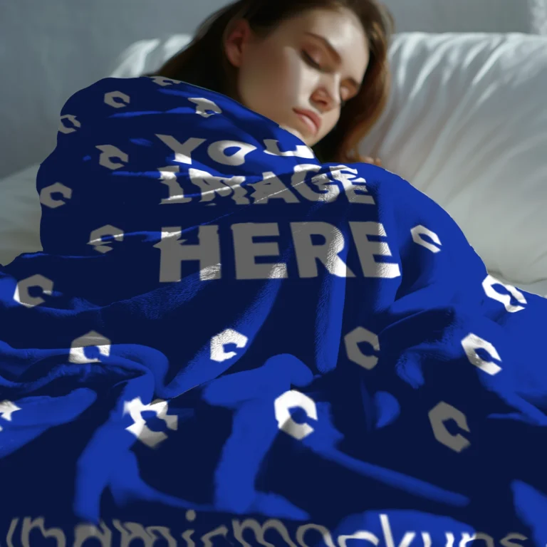 Dark Blue Blanket Mockup Template