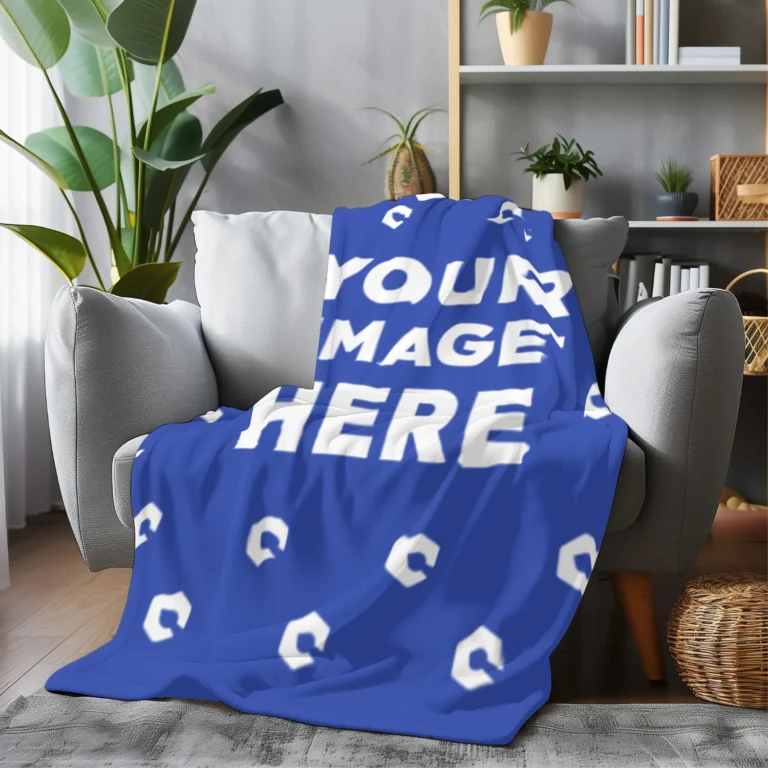 Dark Blue Blanket Mockup Template