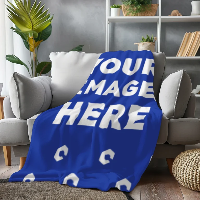 Dark Blue Blanket Mockup Template