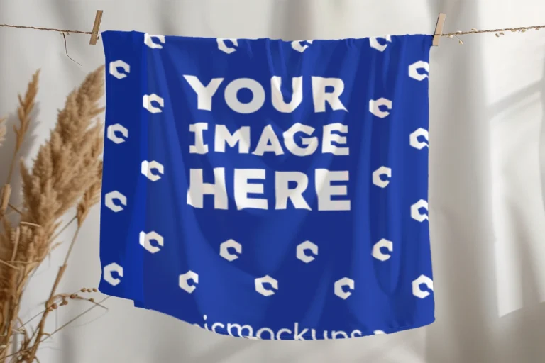 Dark Blue Blanket Mockup Template