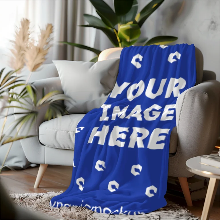 Dark Blue Blanket Mockup Template