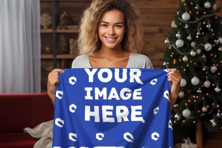 Dark Blue Blanket Mockup Template