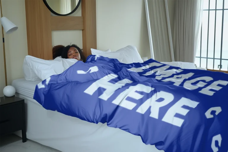 Dark Blue Blanket Mockup Template