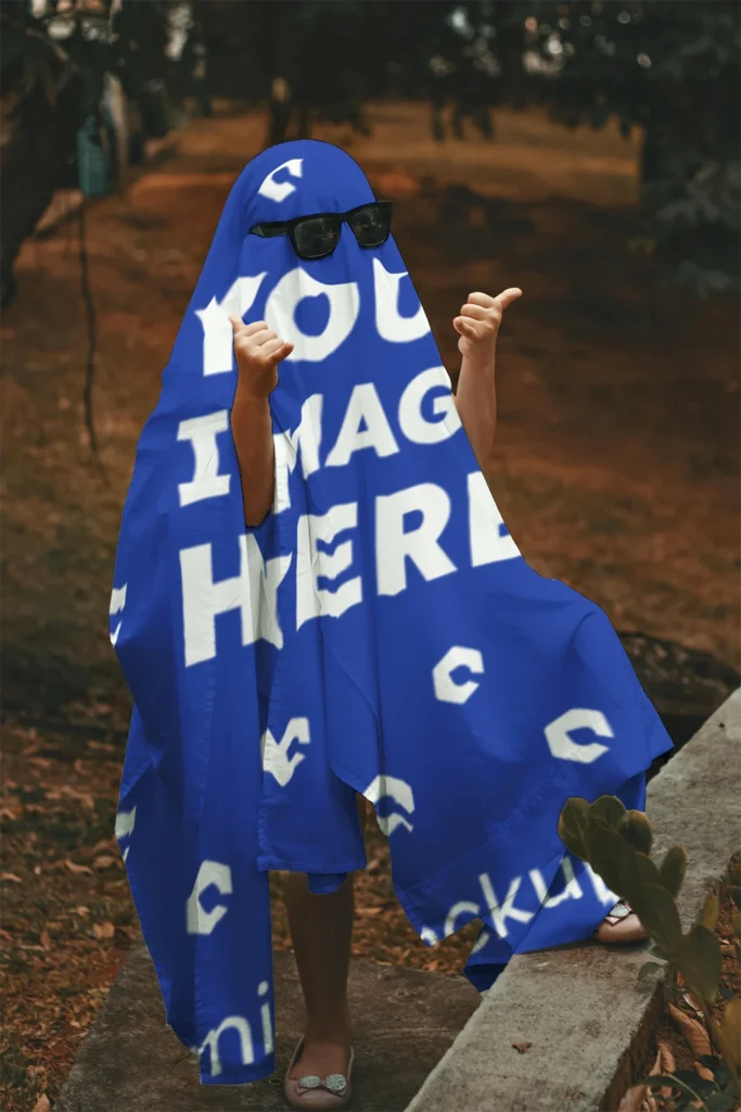 Dark Blue Blanket Mockup Template
