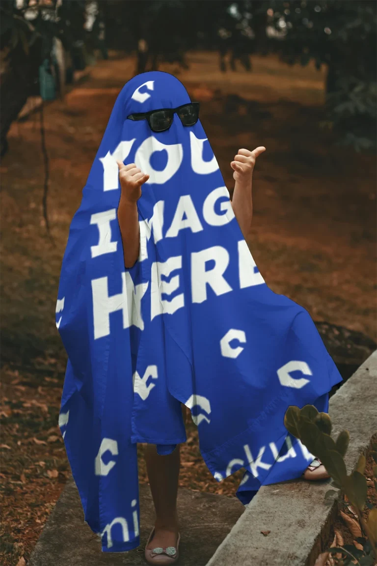 Dark Blue Blanket Mockup Template