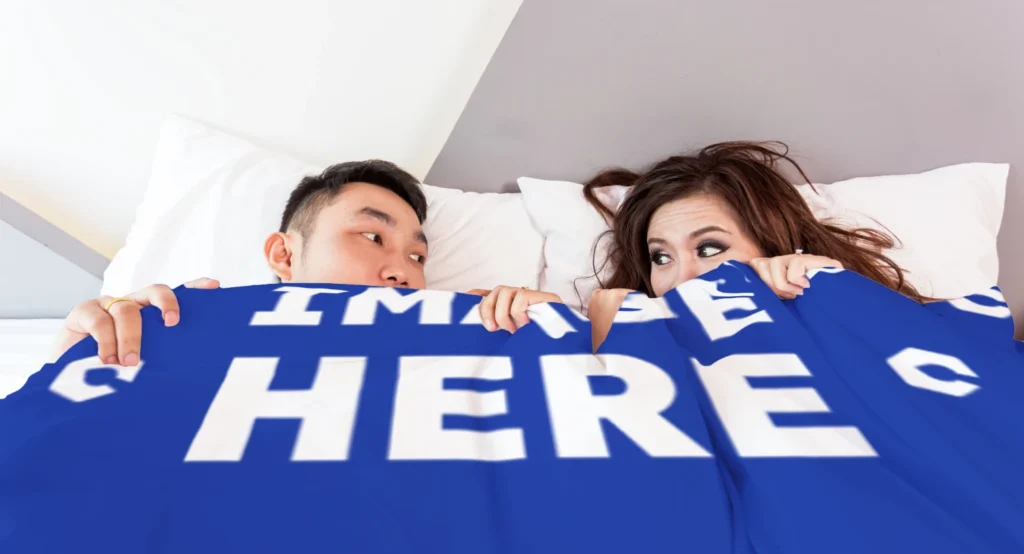 Dark Blue Blanket Mockup Template