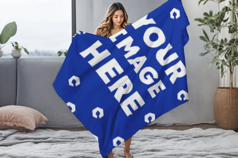 Dark Blue Blanket Mockup Template