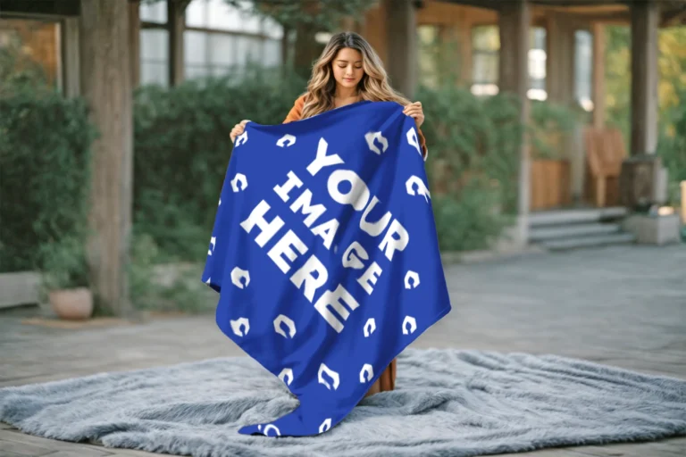 Dark Blue Blanket Mockup Template