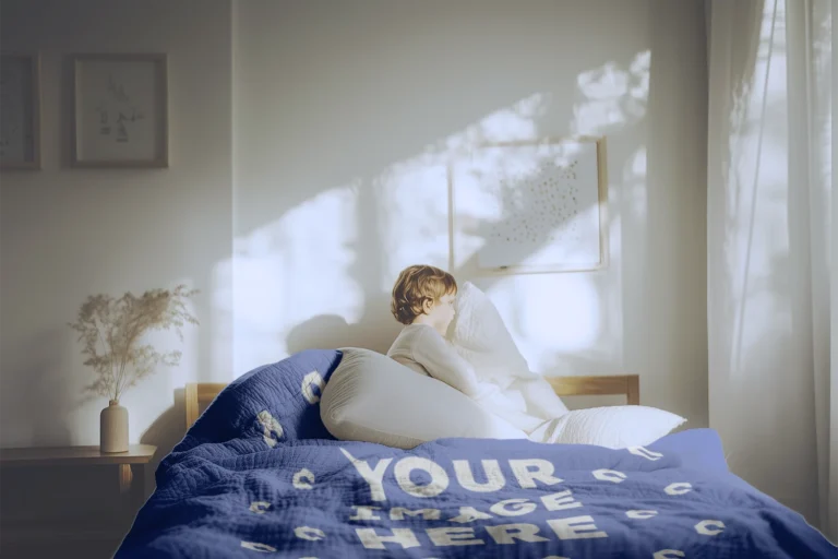 Dark Blue Blanket Mockup Template