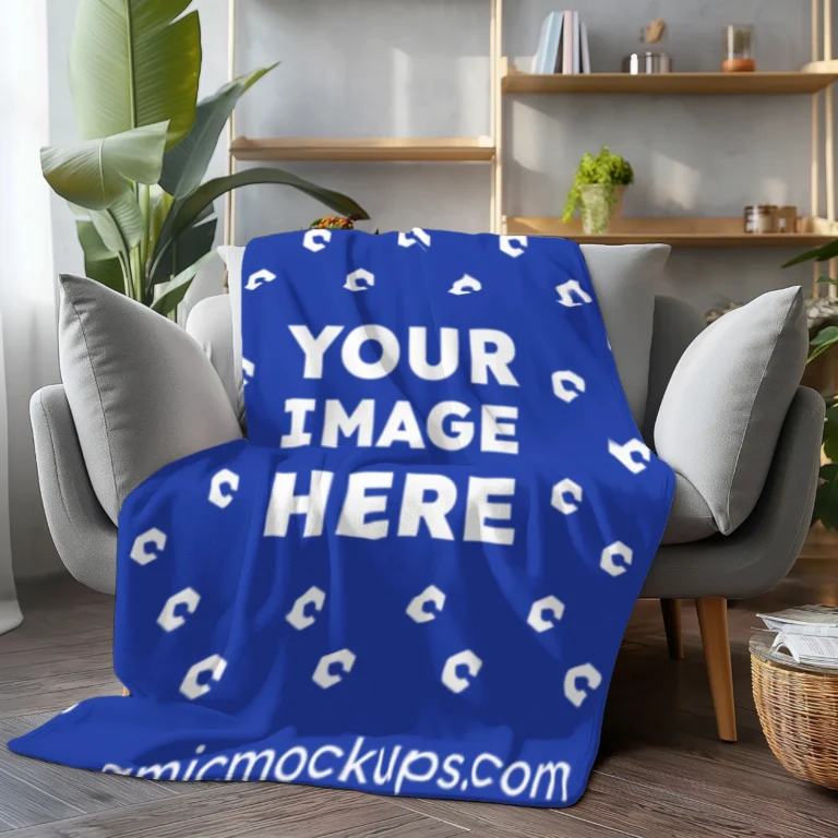 Dark Blue Blanket Mockup Template