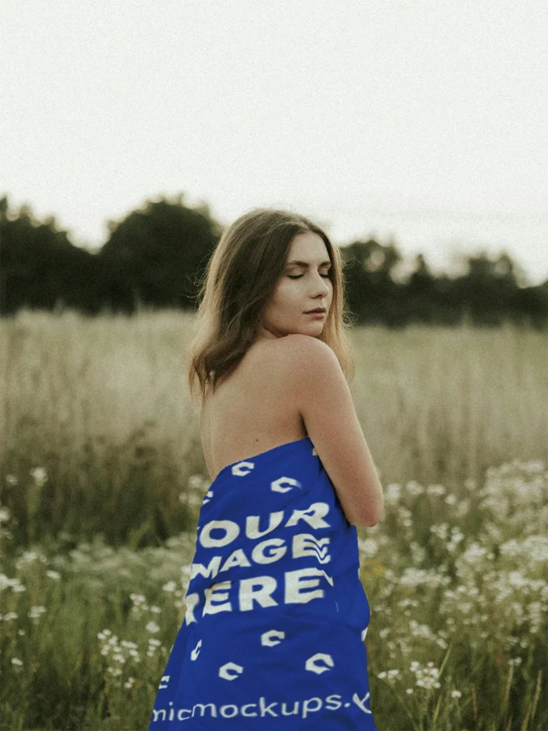 Dark Blue Blanket Mockup Template