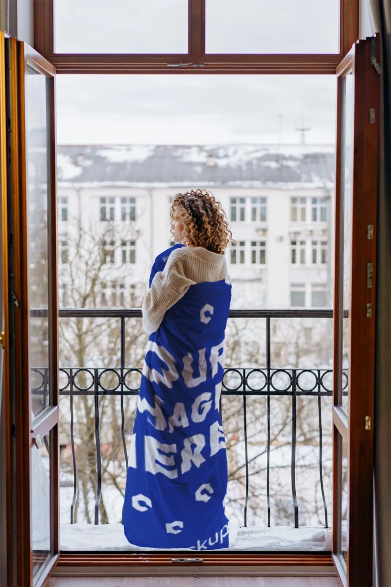 Dark Blue Blanket Mockup Template