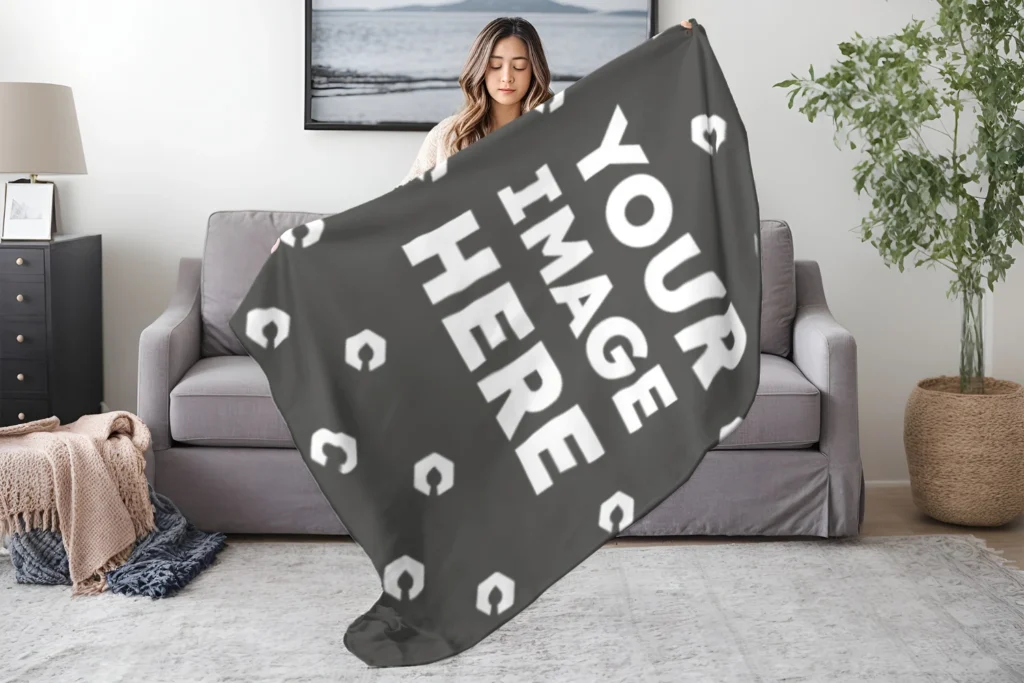 Dark Gray Blanket Mockup Template