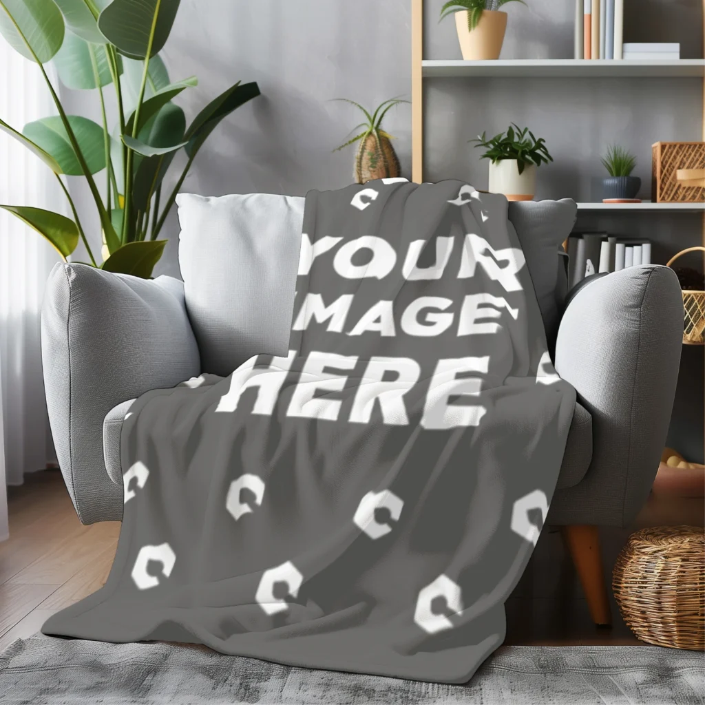 Dark Gray Blanket Mockup Template