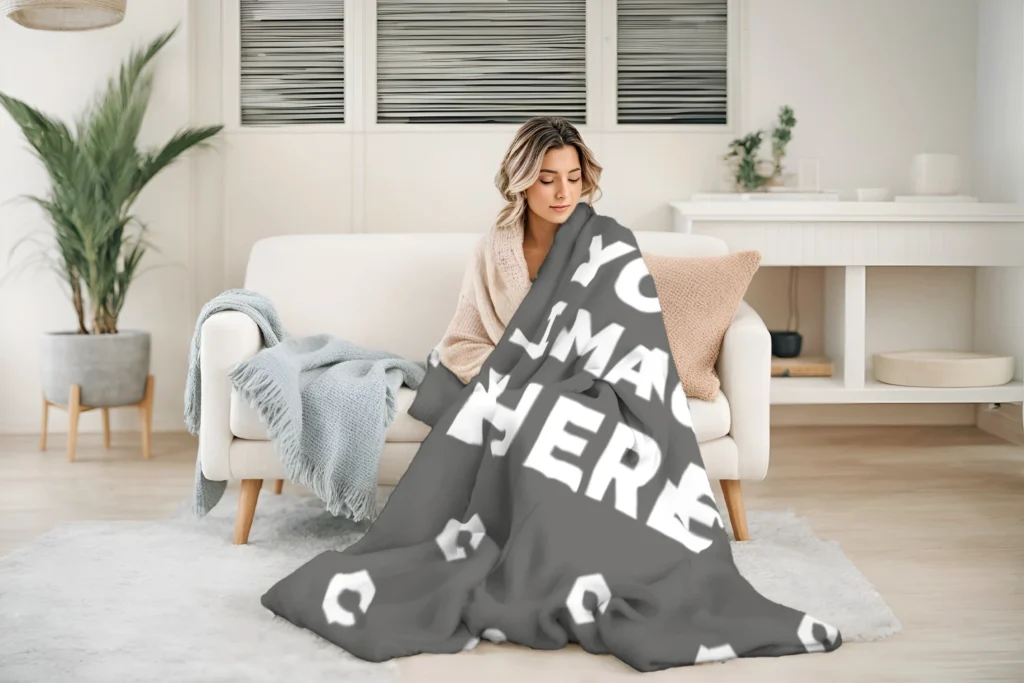 Dark Gray Blanket Mockup Template