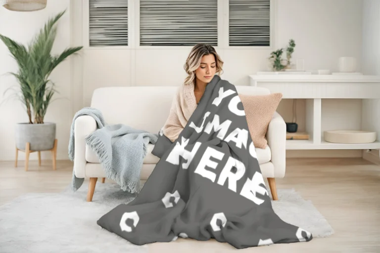 Dark Gray Blanket Mockup Template
