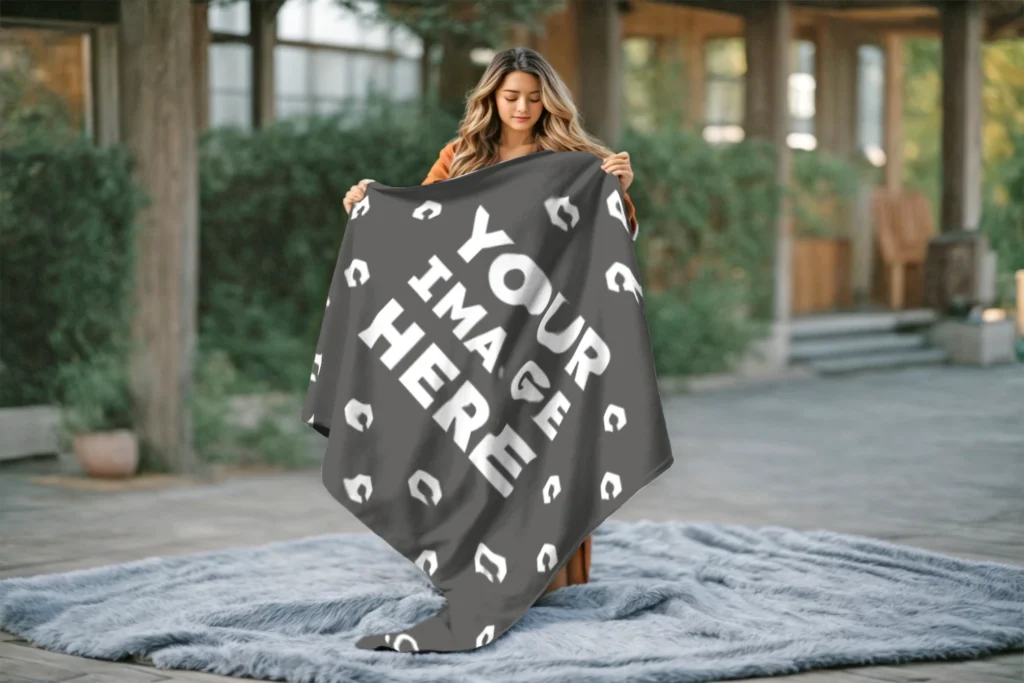Dark Gray Blanket Mockup Template