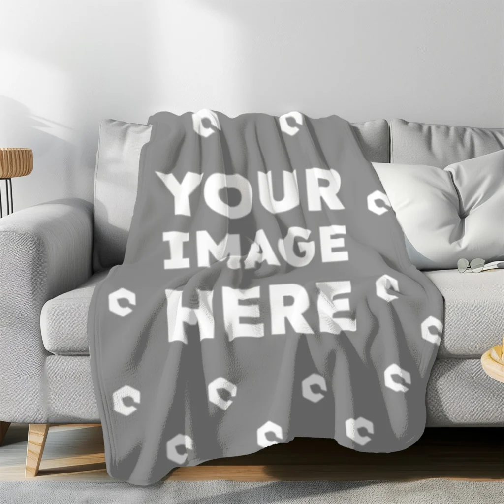 Gray Blanket Mockup Template