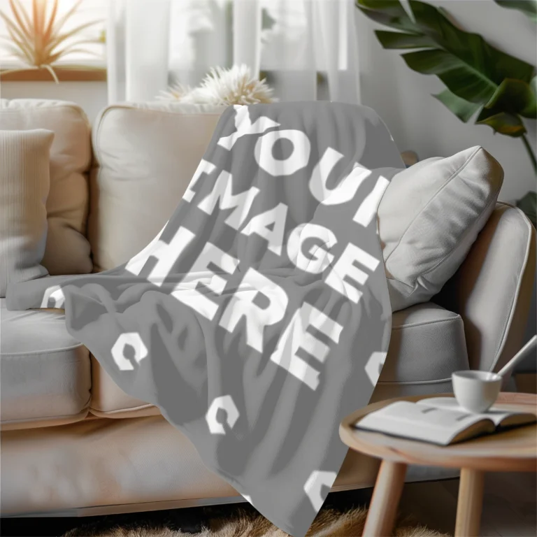 Gray Blanket Mockup Template