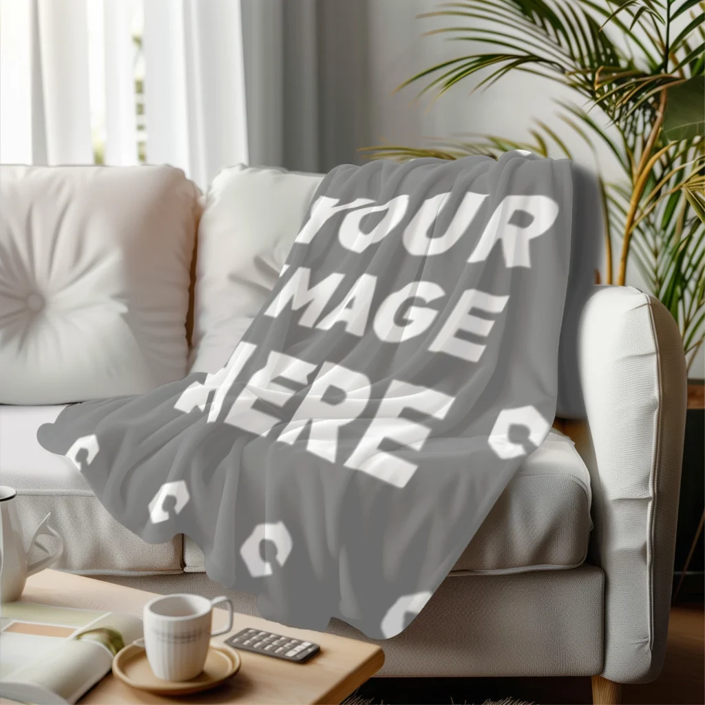 Gray Blanket Mockup Template