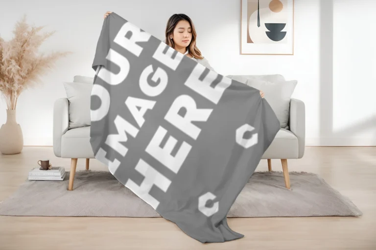 Gray Blanket Mockup Template