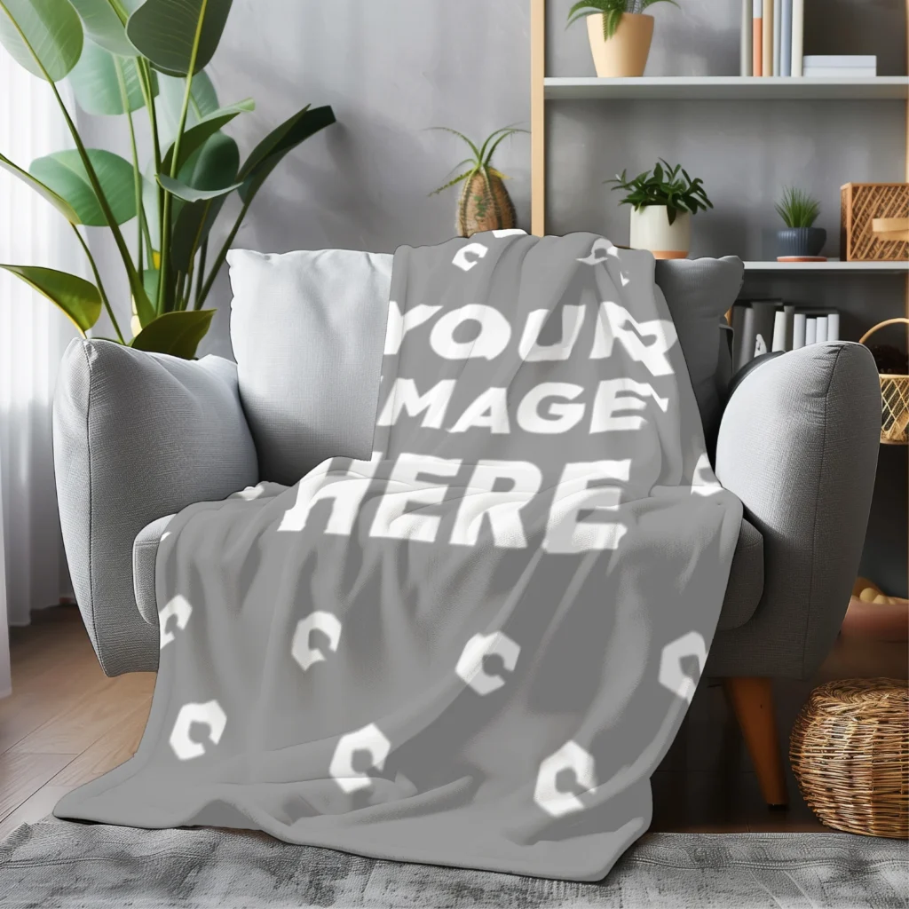 Gray Blanket Mockup Template