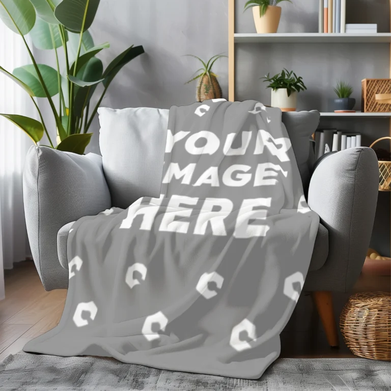 Gray Blanket Mockup Template