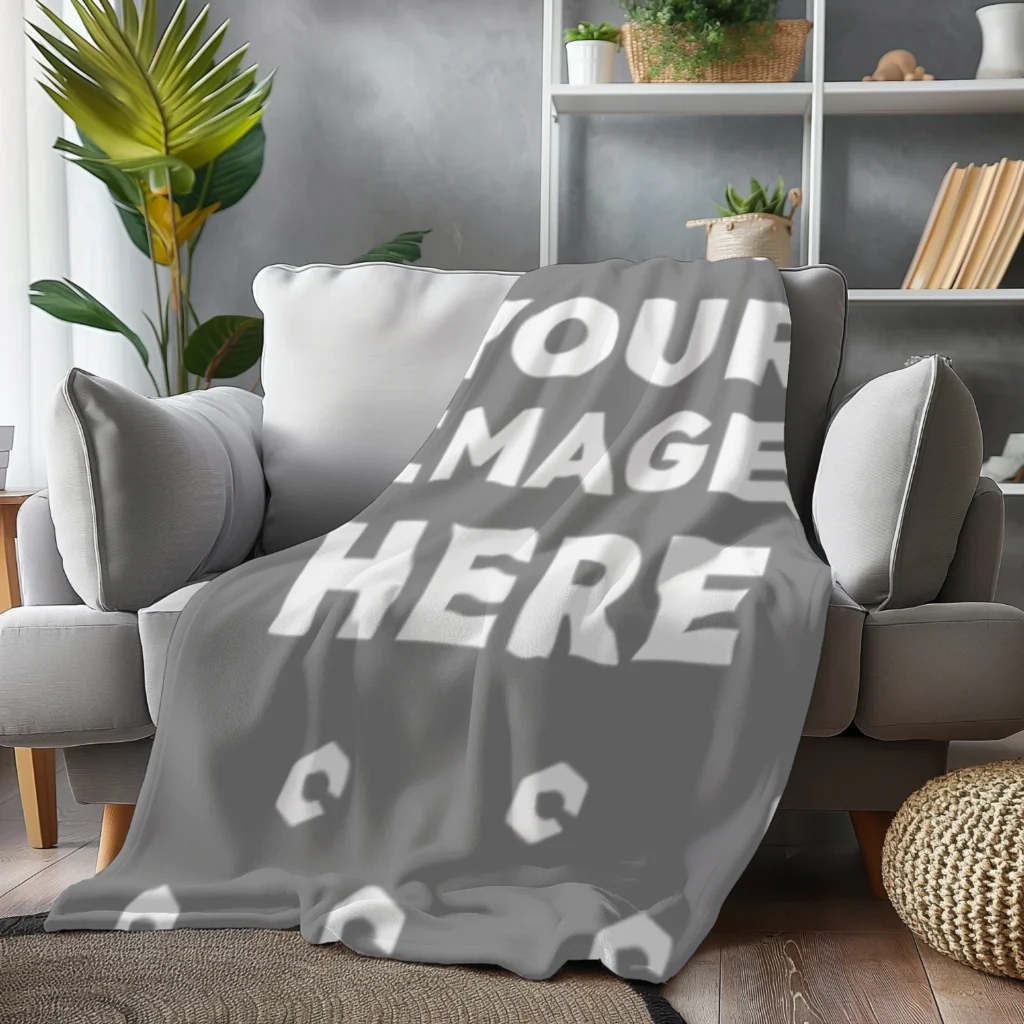 Gray Blanket Mockup Template