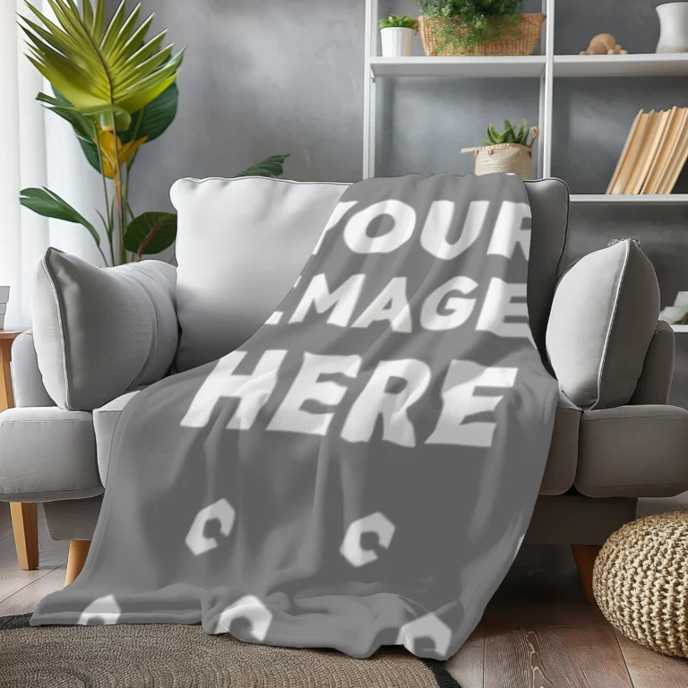 Gray Blanket Mockup Template