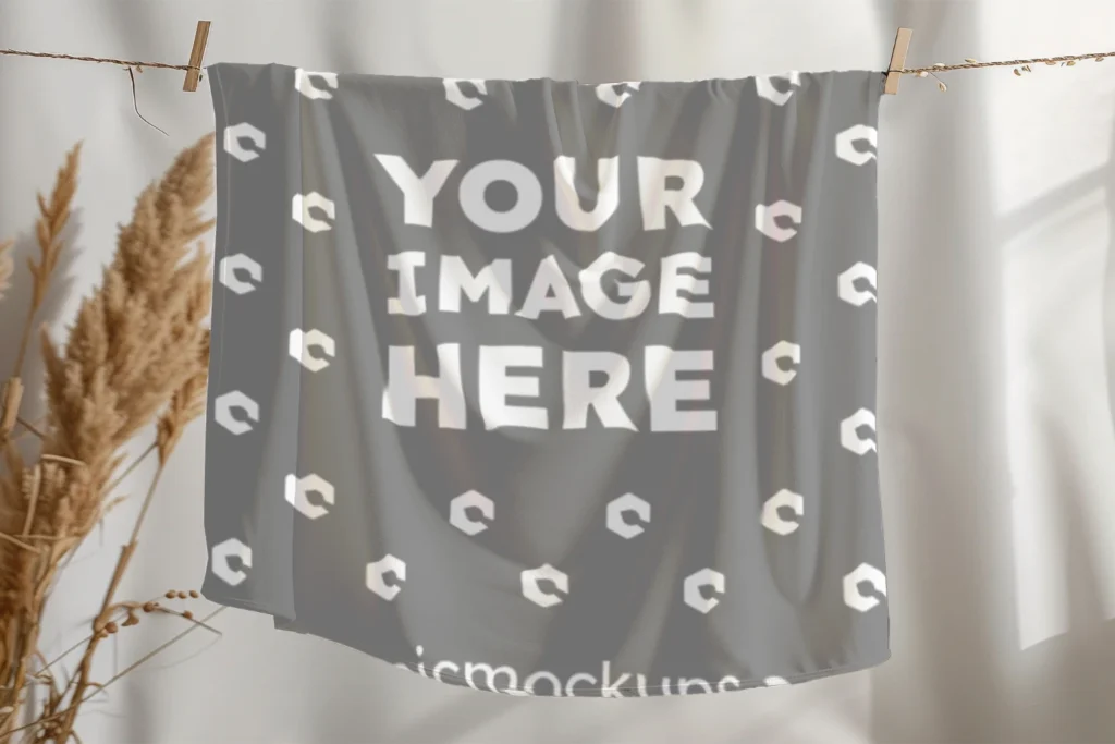 Gray Blanket Mockup Template
