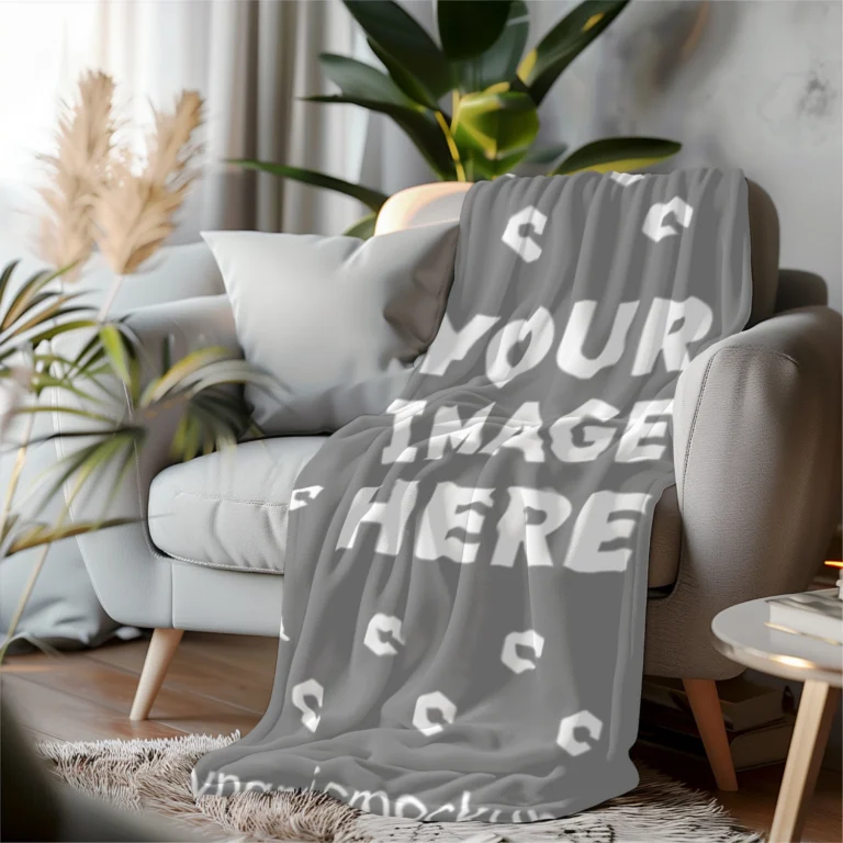 Gray Blanket Mockup Template