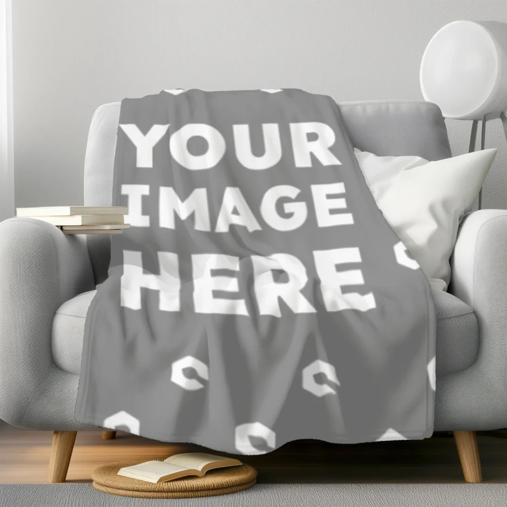 Gray Blanket Mockup Template