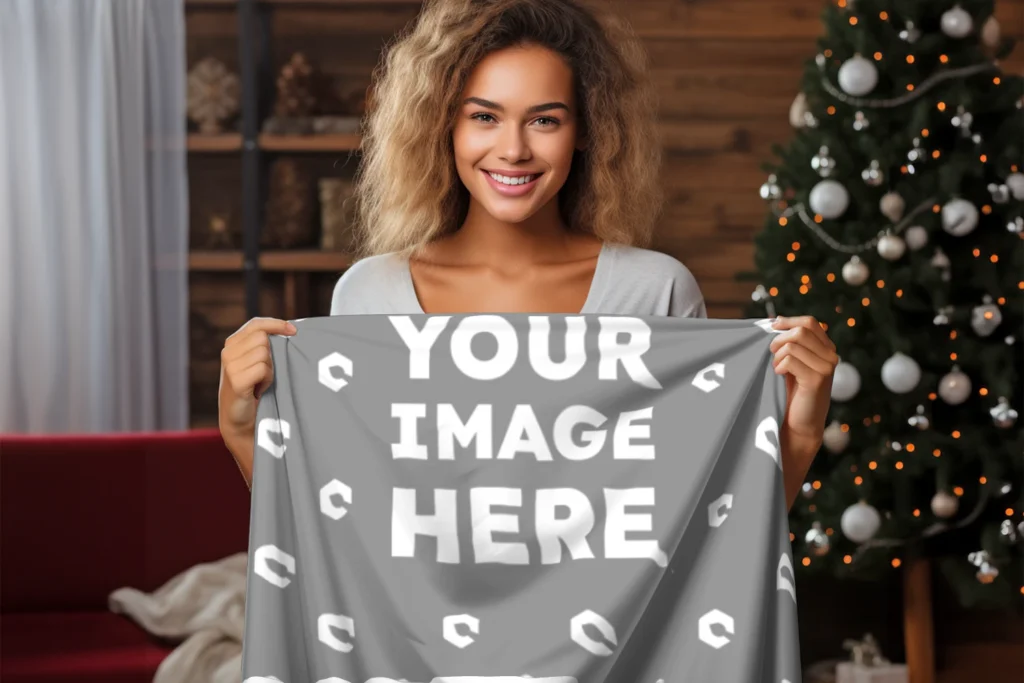 Gray Blanket Mockup Template