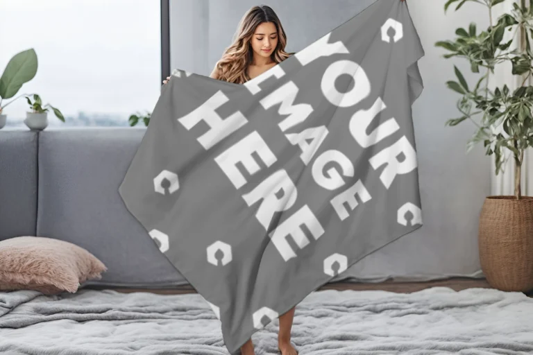 Gray Blanket Mockup Template
