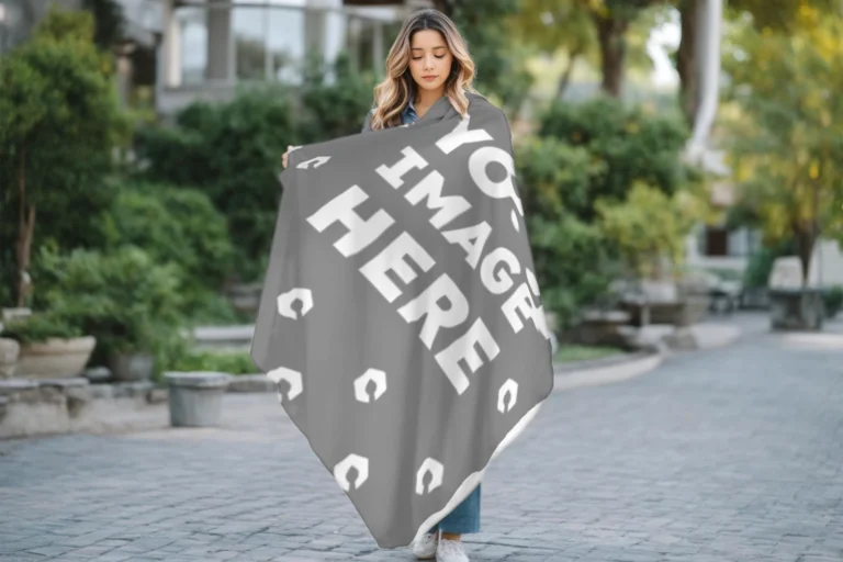 Gray Blanket Mockup Template