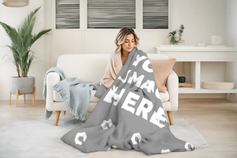 Gray Blanket Mockup Template