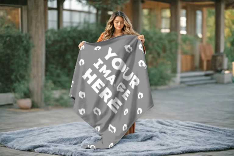 Gray Blanket Mockup Template