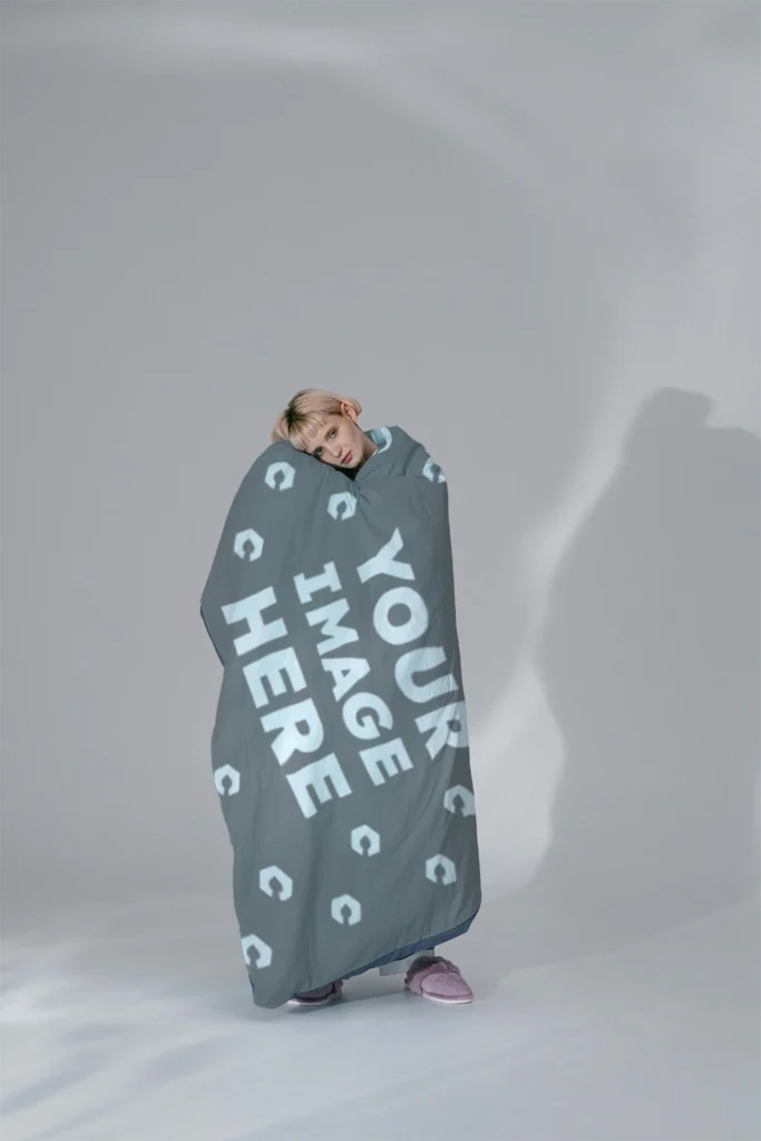 Gray Blanket Mockup Template