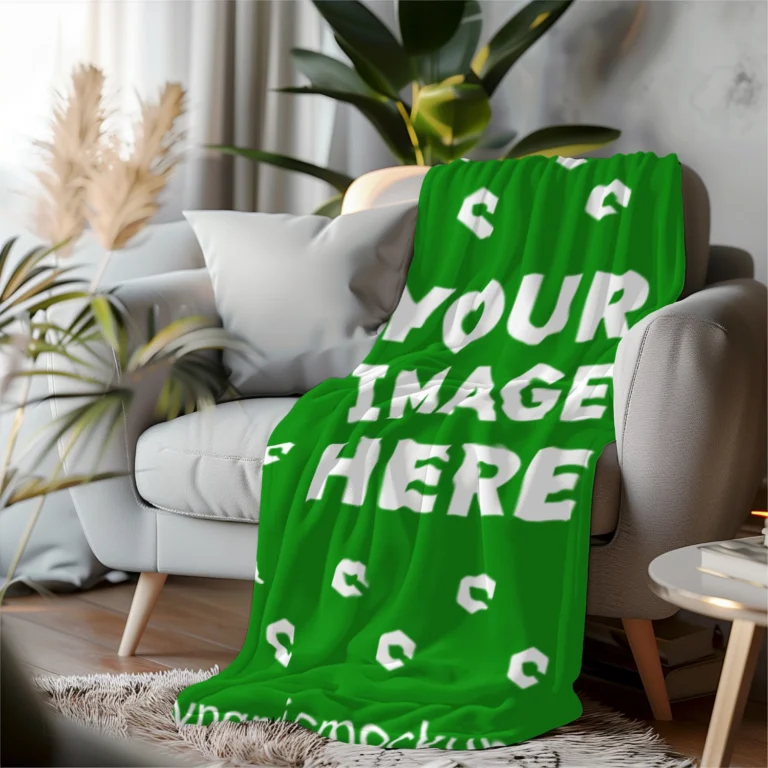 Green Blanket Mockup Template