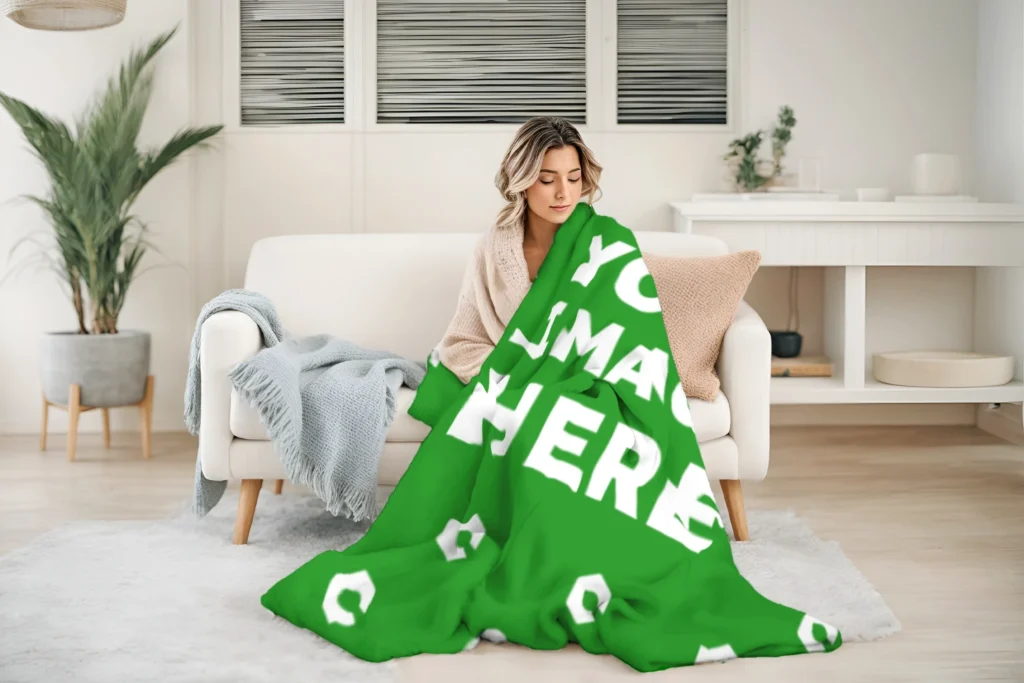 Green Blanket Mockup Template