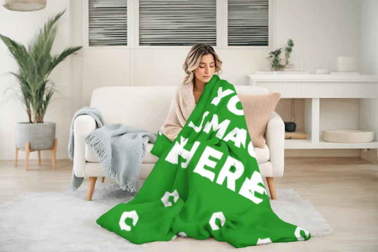 Green Blanket Mockup Template