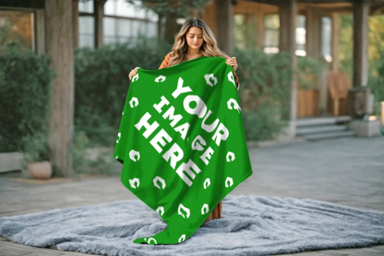 Green Blanket Mockup Template