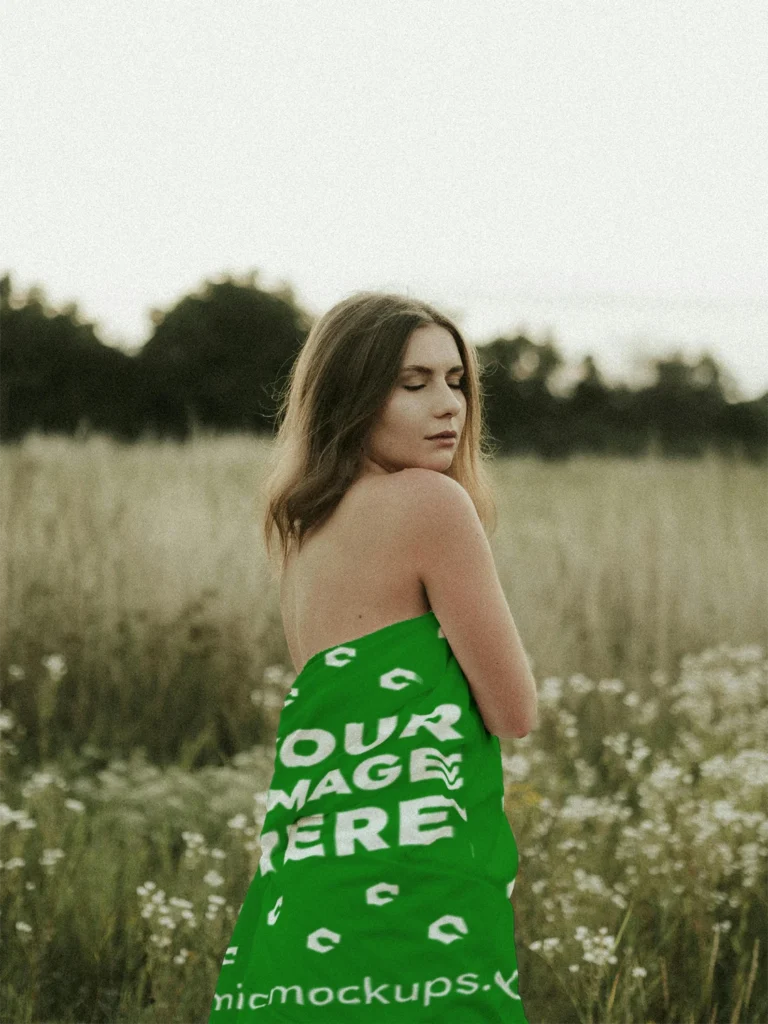 Green Blanket Mockup Template