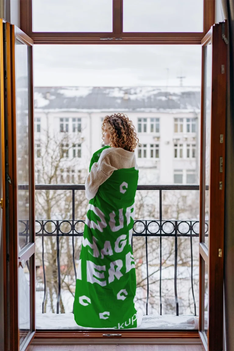 Green Blanket Mockup Template