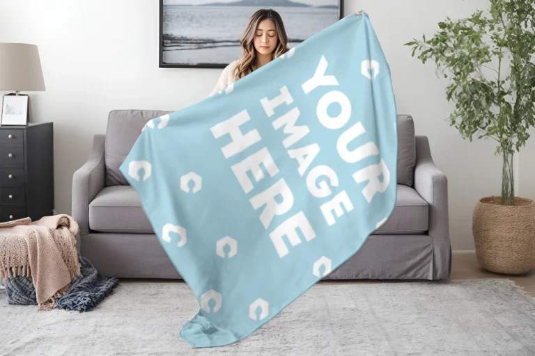 Light Blue Blanket Mockup Template