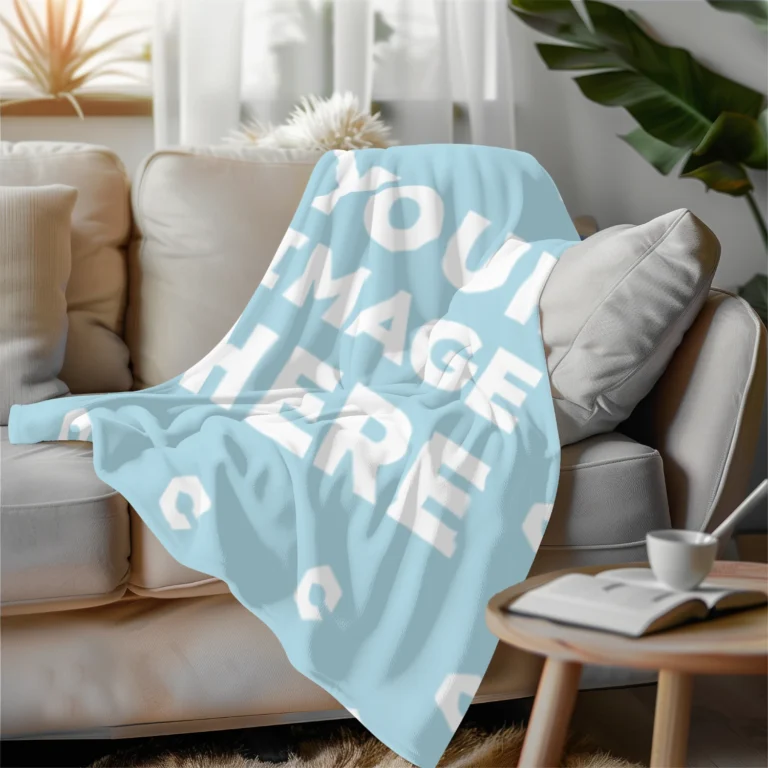 Light Blue Blanket Mockup Template